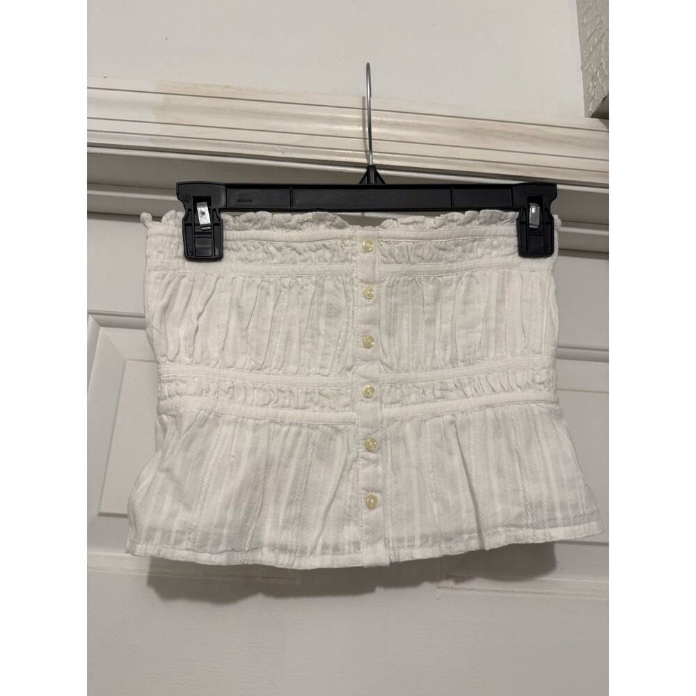 American Eagle White Smocked Back Tube Top Size XXS Cottagecore Prairie Girl NWT